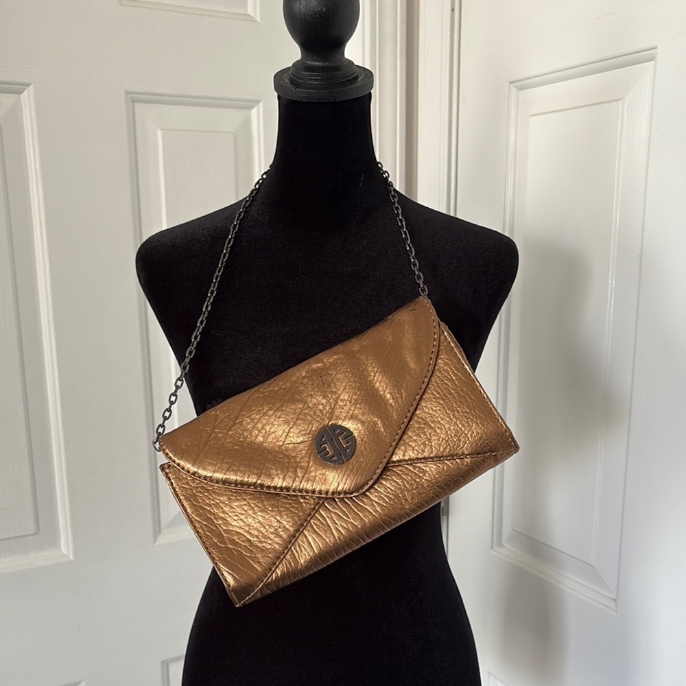 Antonio Melani Bronze Clutch with Chain Strap